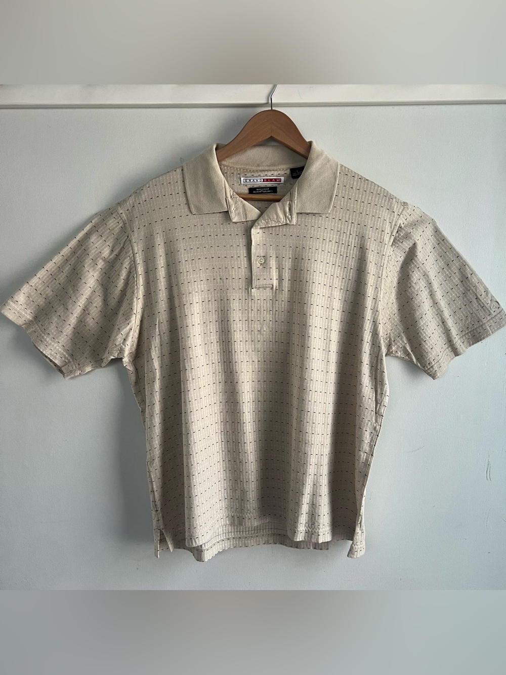 Grand Slam Men’s L Large Mercerized Dry Knit Dynamics Beige Polo Shirt